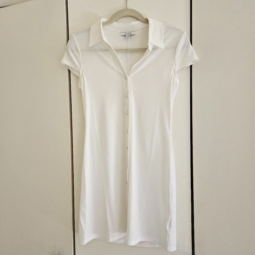 AFRM Rennia Rib Knit Front Button Shirt Dress Size M